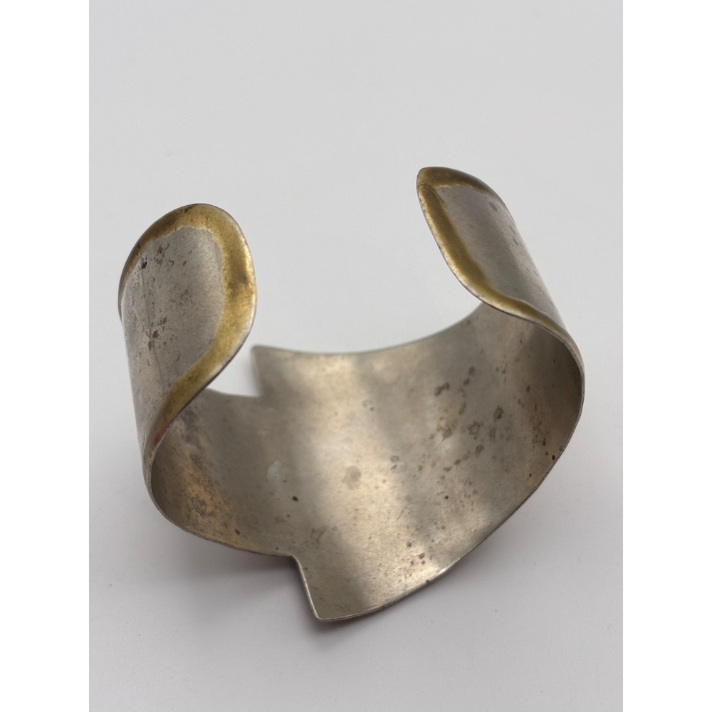Lot of 2 Wide Artisan Cuff Bracelets Mixed Metal - Picture 8 of 13